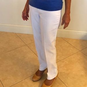 Comfy Anne Klein White Jacquard Stretch Slacks